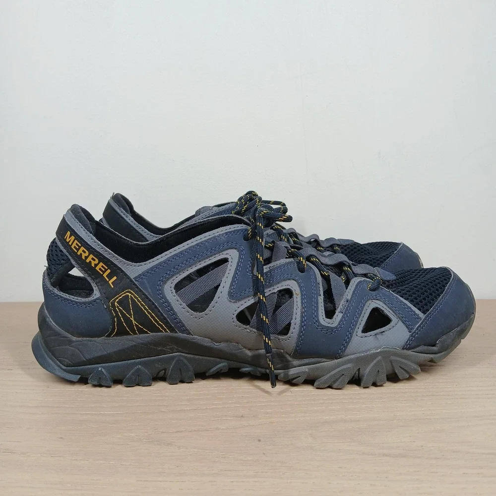 Merrell All Out Blaze Sieve Men's 11 Navy Blue Leather Mesh Hiking Water Sandals